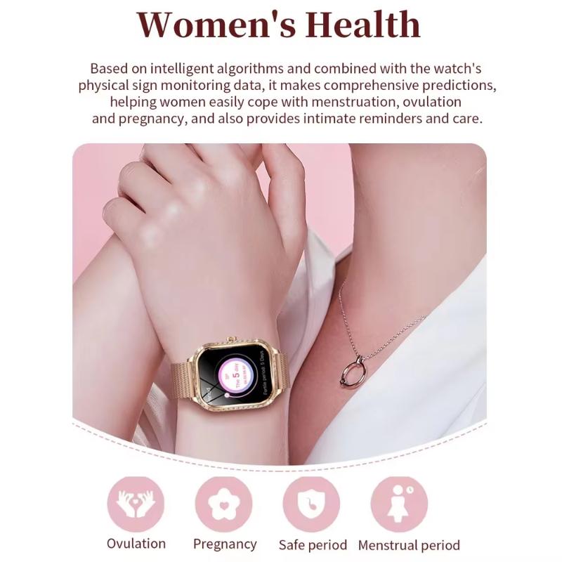 2025 New Fashion Smart 1.75" HD Display Watch Women AMOLED Curved Screen IP68 Waterproof Health Call Smartwatch Apple Watch Ladies for Lady Gift