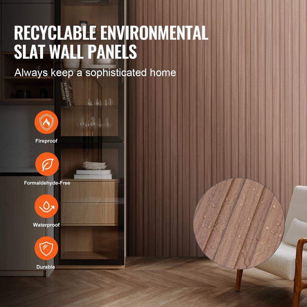 Wood Slat Acoustic Panels 8 PCS 96 x 6 inch WPC for Modern Wall Grey Oak