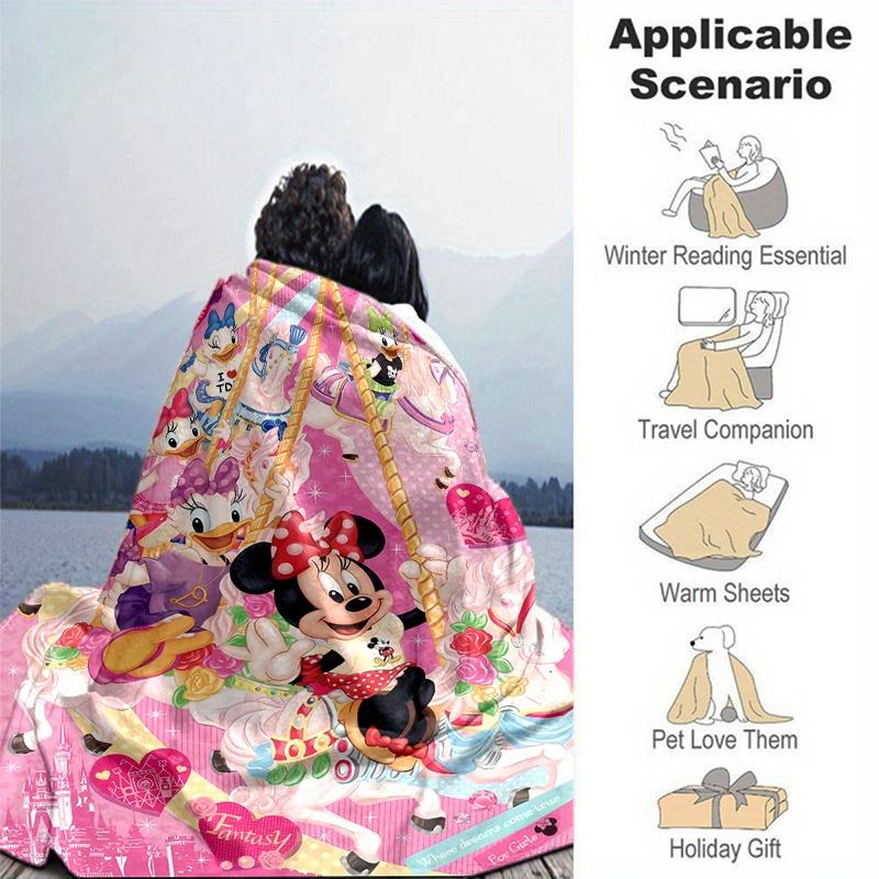 1pc, Minnie and Friends (2) Home Decor Blanket: A Cozy Flannel Throw for Bedroom, Living Room, Travel, Camping, Car, Beach, Office Naps, Perfect Gift