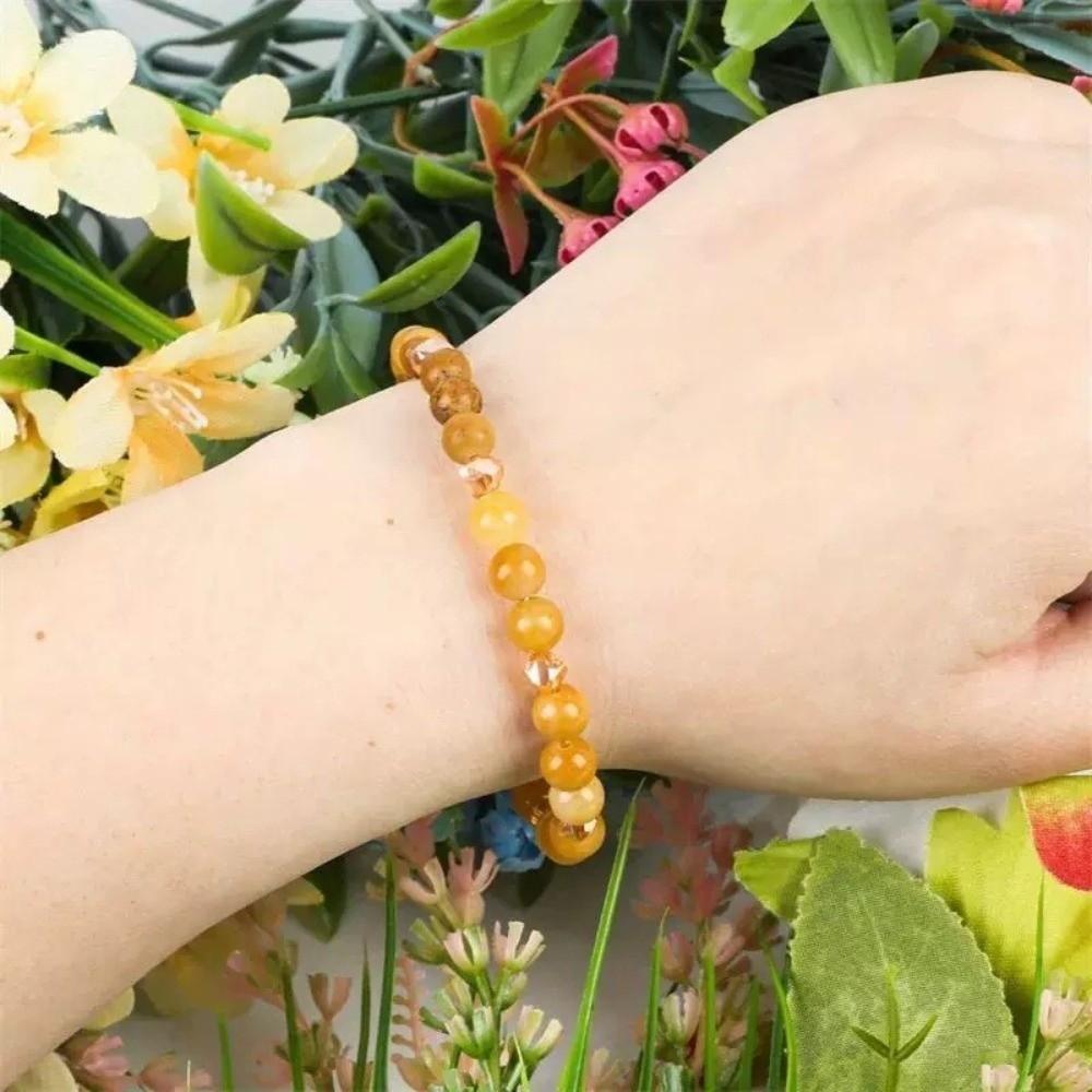 Браслет из натурального камня цитрина, изготовленный вручную, с бусинами 6 мм, браслет-цепочка для пары, парный