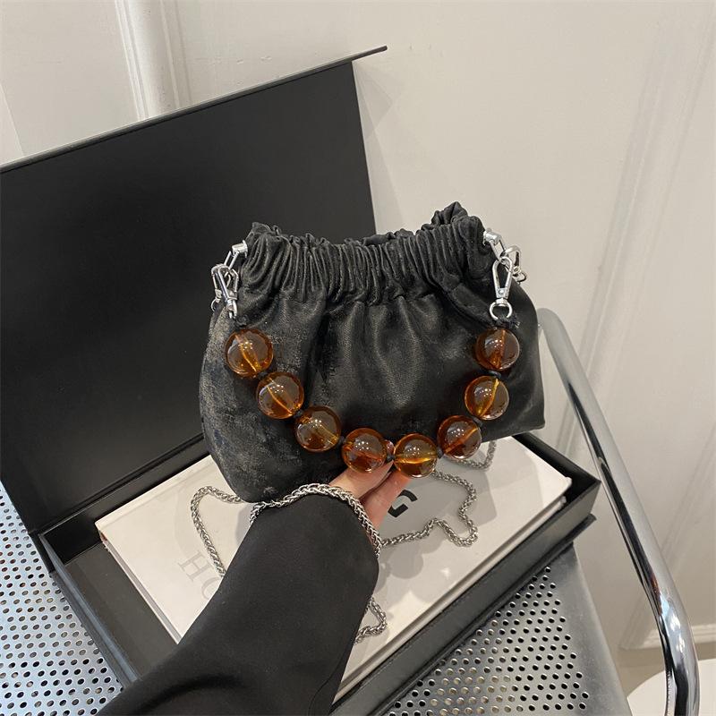 Модная нежная плиссированная сумка с бусинами в иностранном стиле, весенне-летняя универсальная сумка-мессенджер, женская сумка Tide