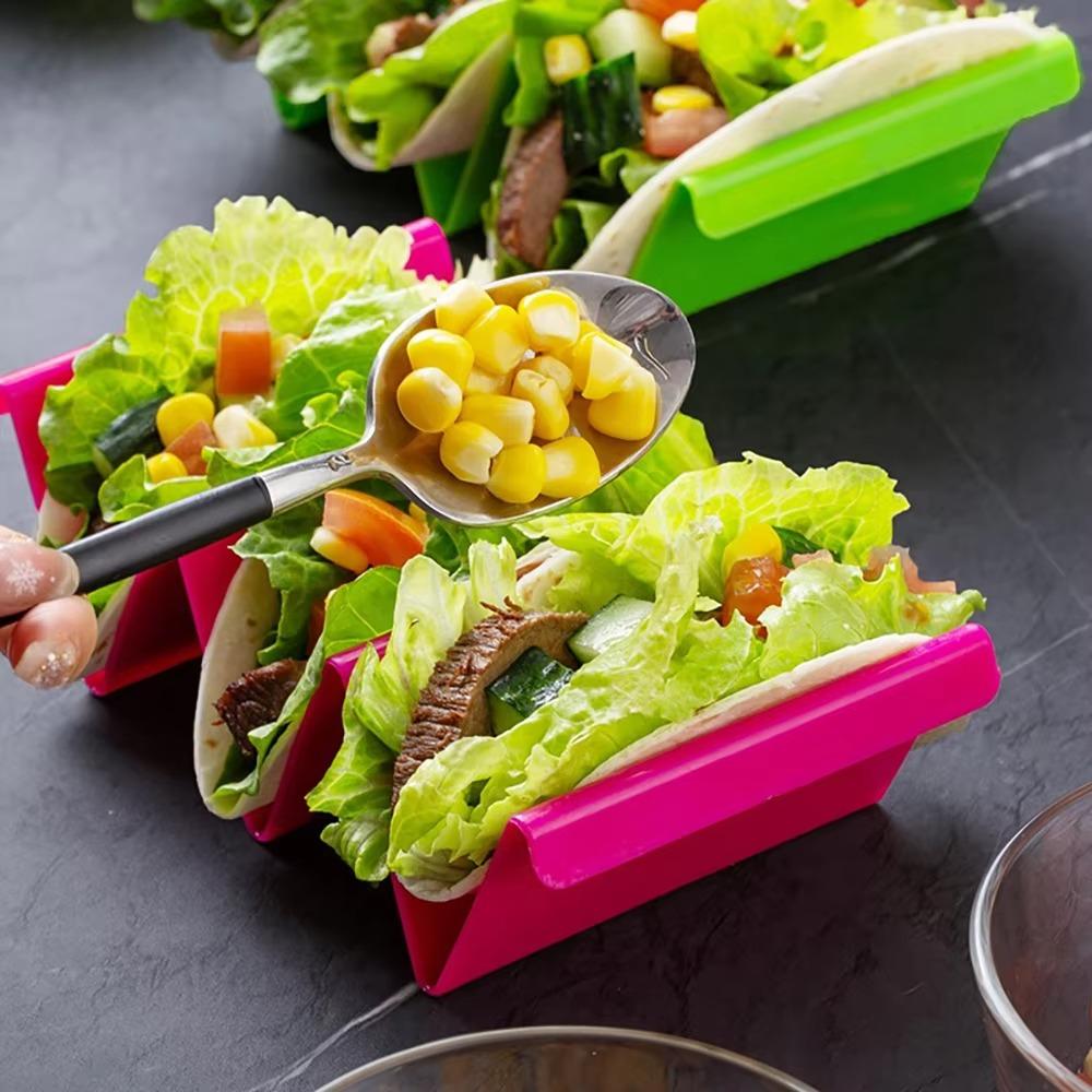 6pcs Wavy Colorful Taco Holder Microwaveable Taco Stands Mexican Pancake Rack Dinning Table