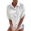 White Shirt Women's Big Size Loose Cotton Linen Shirt Ladies Tops