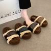 Premium Thick-soled Fluffy Slippers Women's 2025 Autumn Wear French Retro Casual Flat-bottomed Velvet Half-drag Cotton Shoes