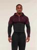 Мужская фитнес-футболка с длинным рукавом и капюшоном GYMSHARK Onyx с высокой эластичностью