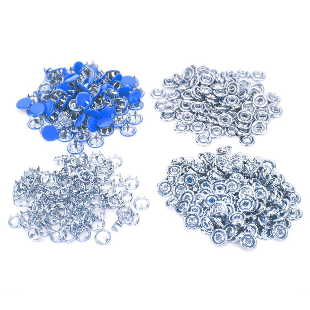 100 Set Snap Button Colorful Brass Prong Press Stud Sewing Fasteners with Installation Tool