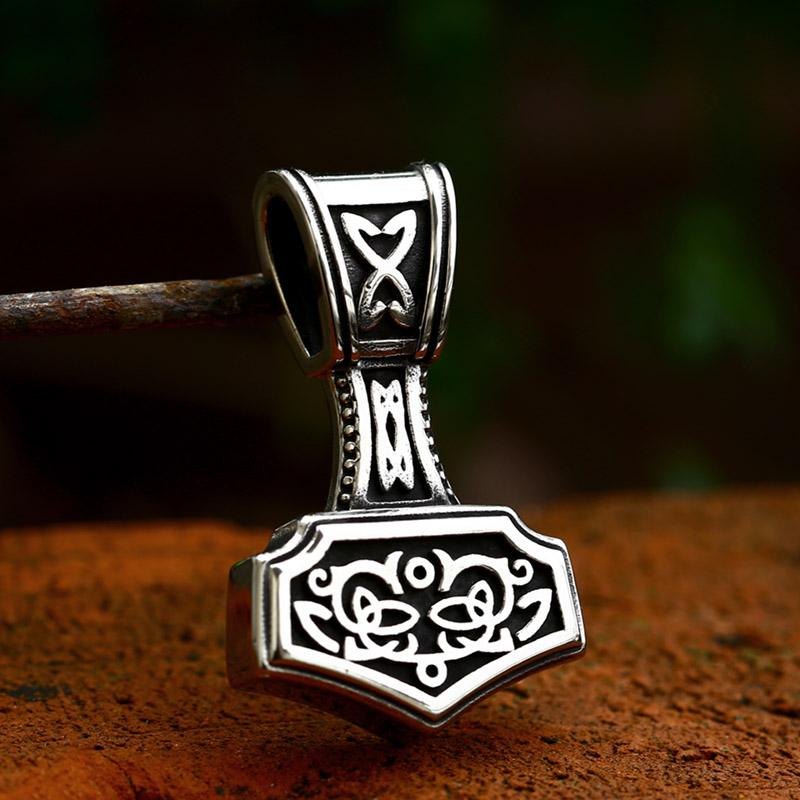 BEIER thor's hammer mjolnir pendant necklace viking scandinavian norse viking necklace with stainless steel chain BP8-384