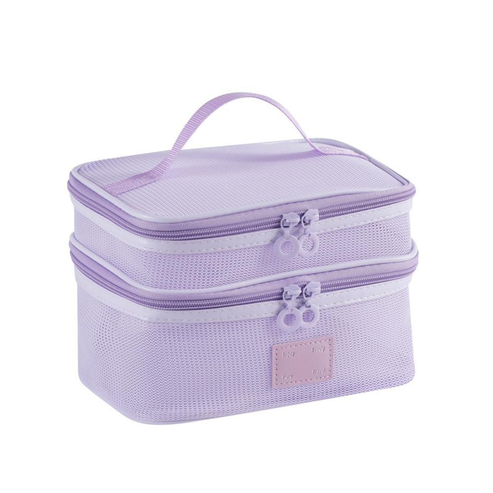 Square Transparent Mesh Cosmetic Bag Lightweight Storage Toiletry Bag  Camping