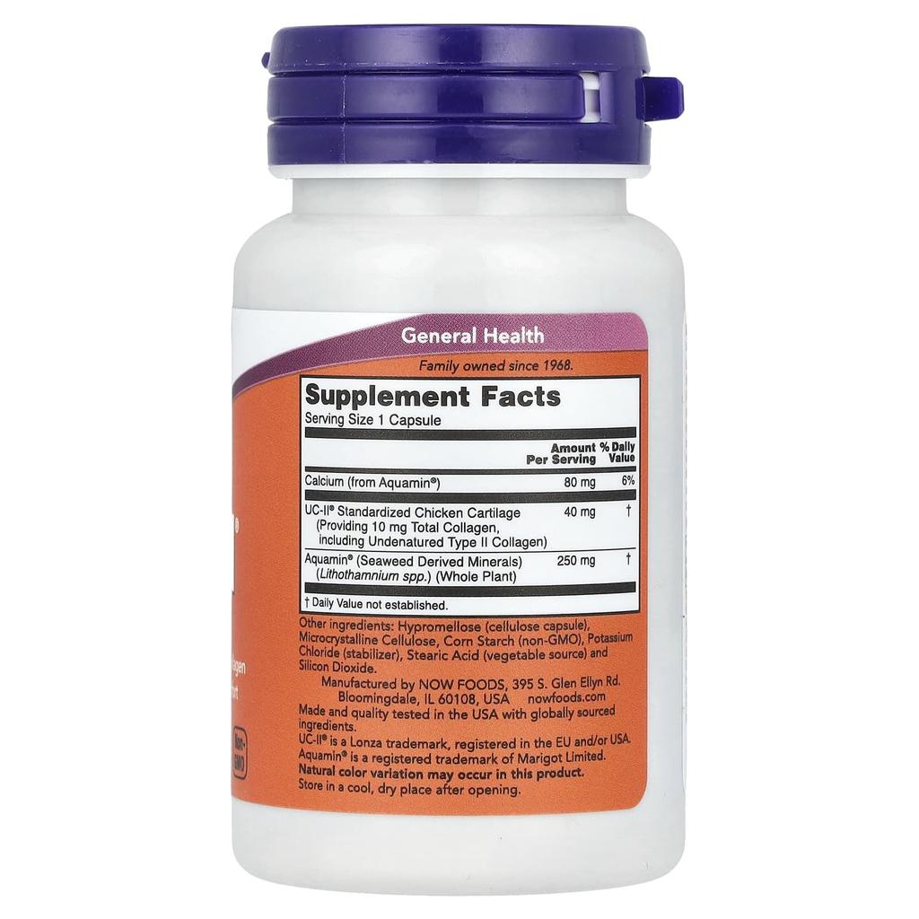 NOW Foods, UC-II Joint Health, содержит неденатурированный коллаген типа II, 60 капсул
