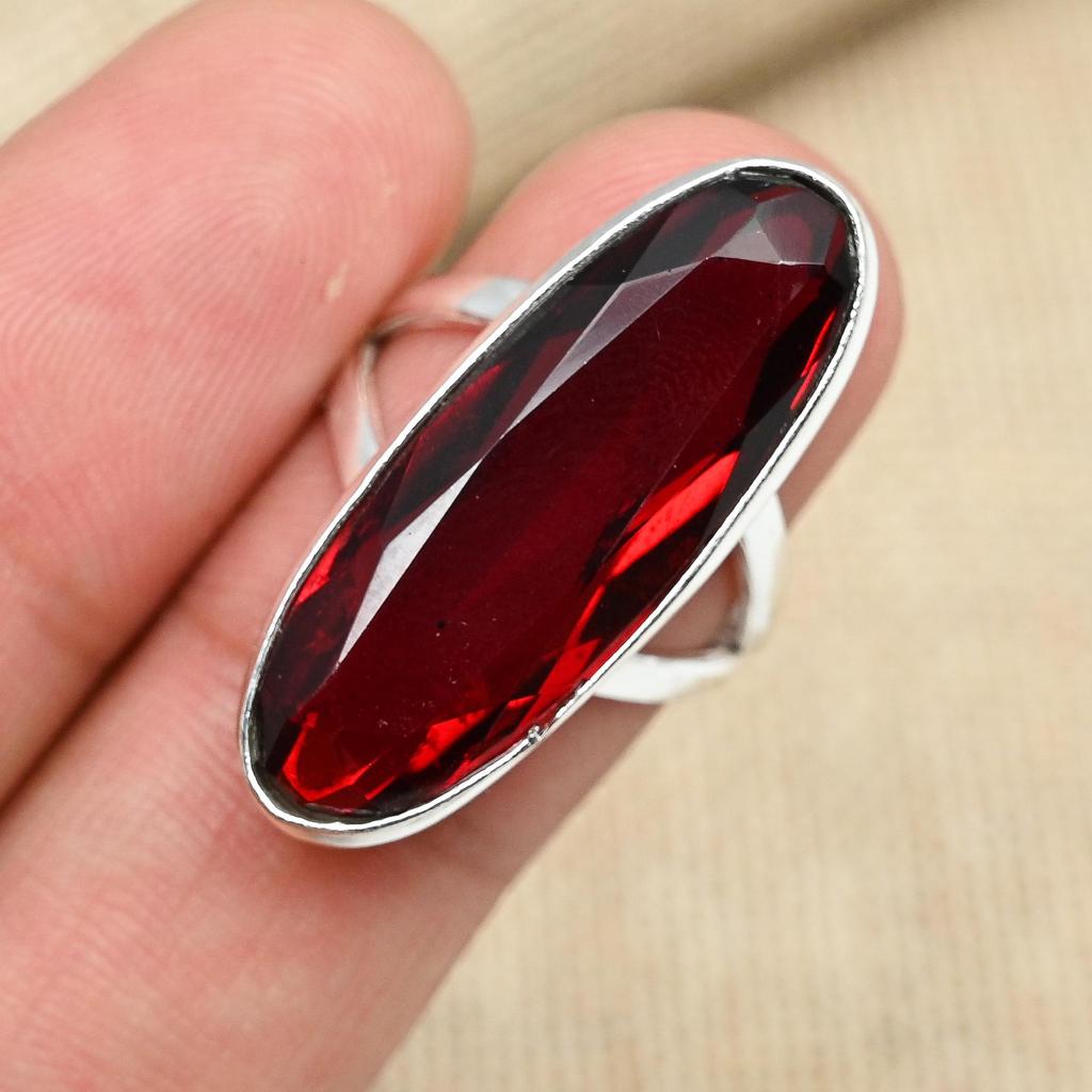 Unique Red Garnet Gemstone 925 Sterling Silver Handmade Jewelry Christmas Gift Ring