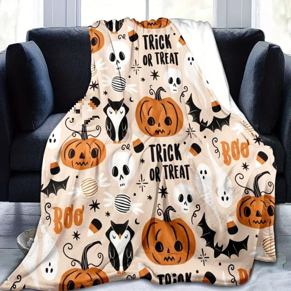 Flannel Fleece Blanket Cover Flannel New 2024 Halloween Bed Sheet Blanket Home Sofa