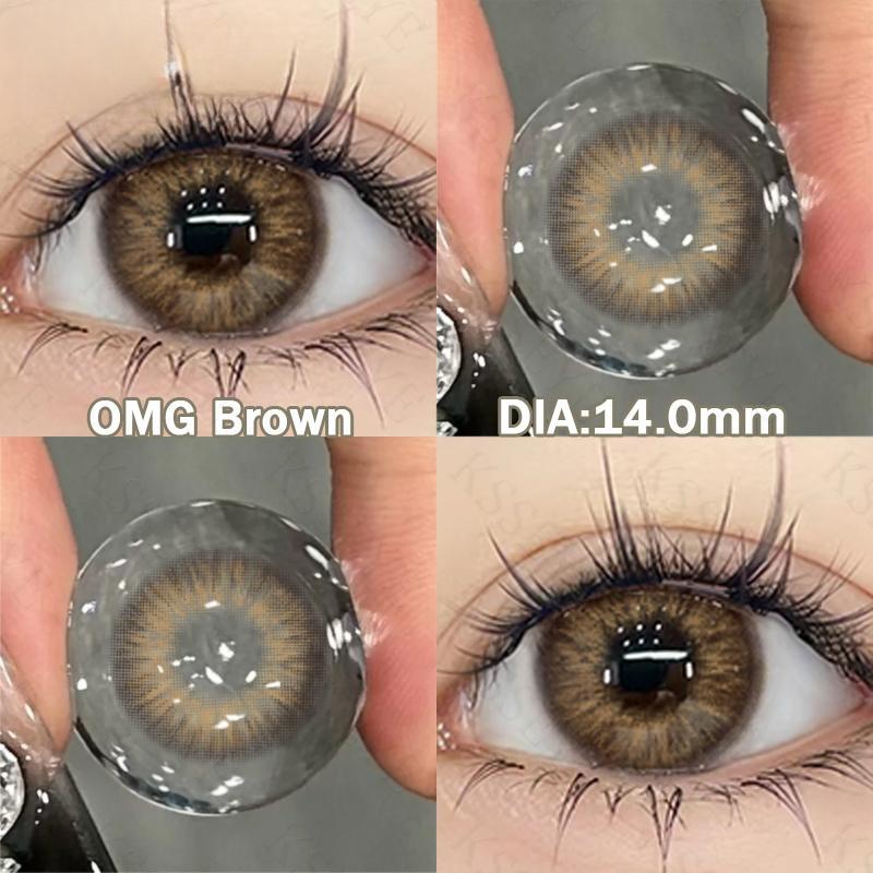 MillCreek Color Contact Lens OMG Series 2pcs/1Pair Soft Eye Dia 14.0mm for Yearly Used OMG Brown/grey/green/purple