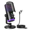 FIFINE AmpliGame AM6 USB Condenser Microphone for PC Gaming/Chat Routing, Unidirectional, RGB Control, Volume Control, Mute Button, Noise Cancellation