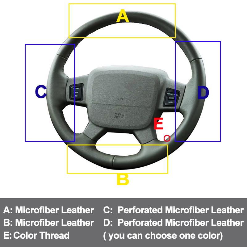 Hand Sewing Car Braid on Steering Wheel Cover for Jeep Commander (XK) 2006-2008 Grand Cherokee III(WK) 2005-2008 Accessories