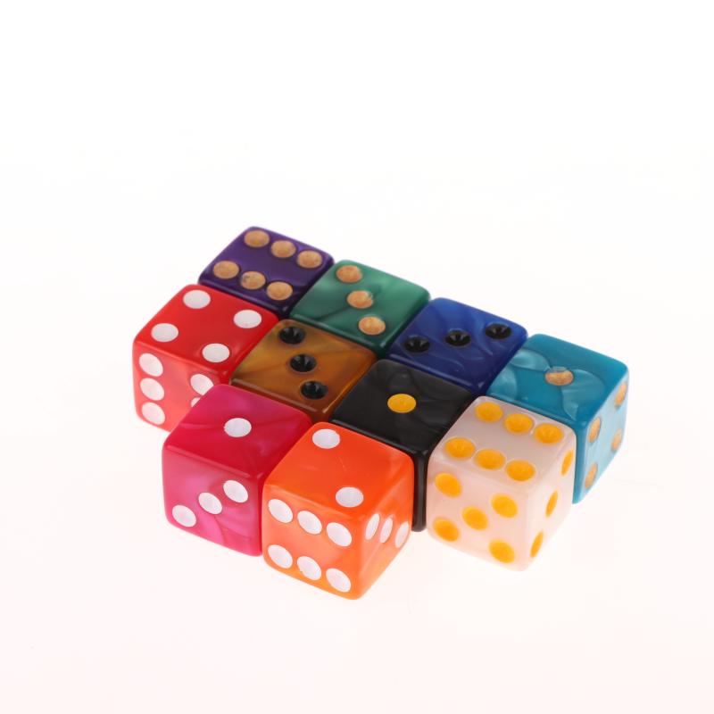 Шестигранные игровые кости 16 мм акриловый набор кубиков D6 для D&D, RPG, настольной игры или обучения математике, кости с эффектом авантюрина