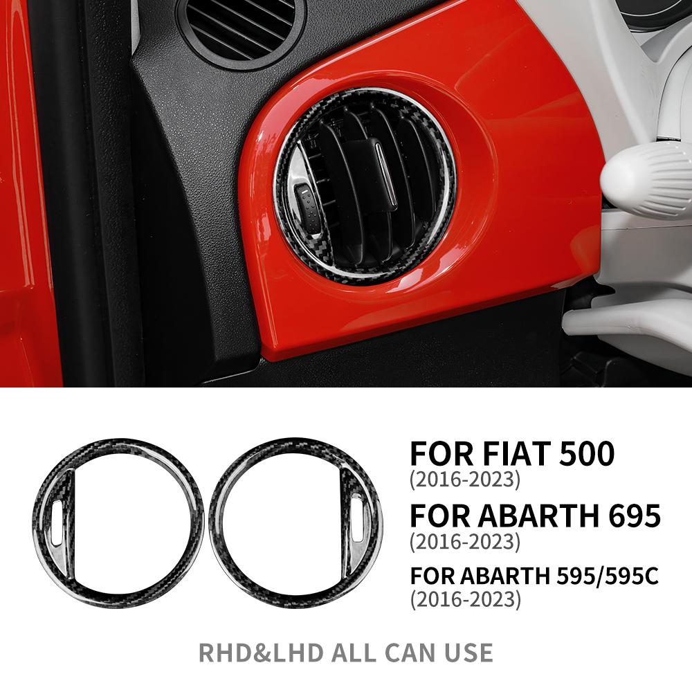 Real Hard Carbon Fiber Cover For Fiat 500 Abarth 595 Abarth 695 2016 2017 2018 2019 2020 2021 2022 2023 Car Air Vent Sticker
