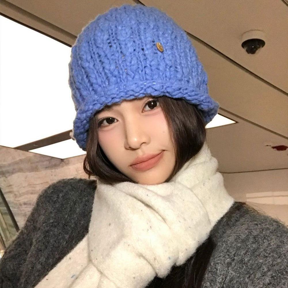 Atmospheric wool hat women's winter warm and cold-proof ear protection headgear simple versatile cold-proof pullover hat