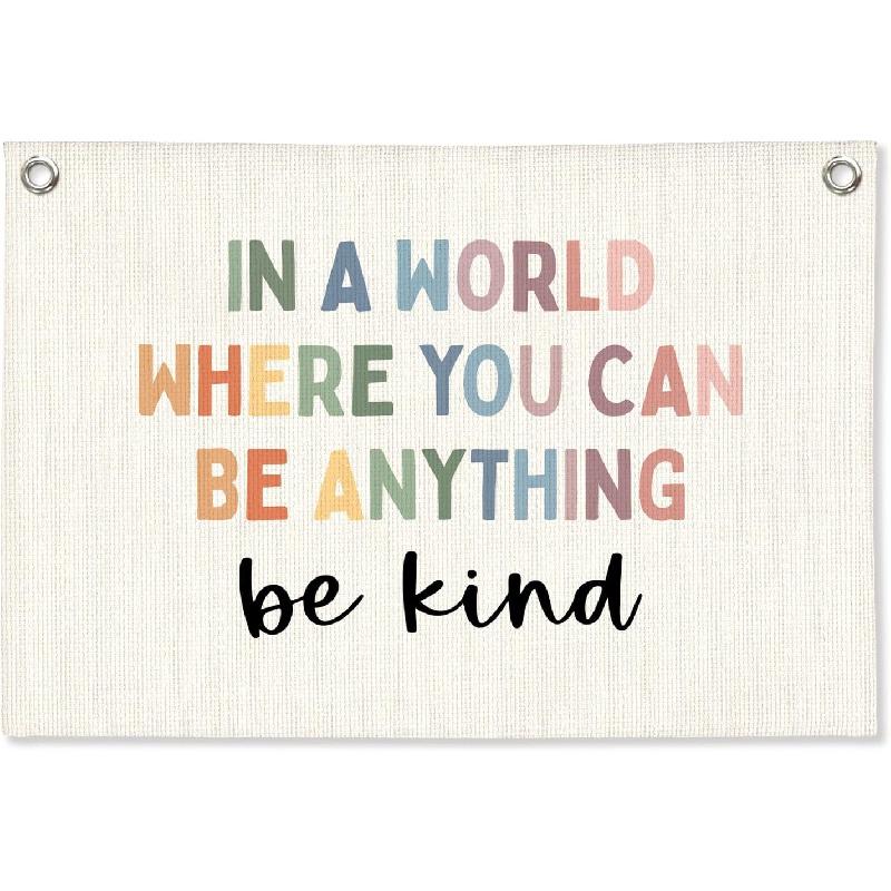 Винтажный Декор Стены Классной Комнаты, Вывеска Добро Пожаловать, Ретро Баннер-Флажок на Холсте для Игровой Комнаты, Детской Комнаты, Нейтральное Настенное Искусство для Комнаты Малыша, Мальчиков