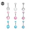 G23 Titanium Heart-Shaped Zircon Navel Ring