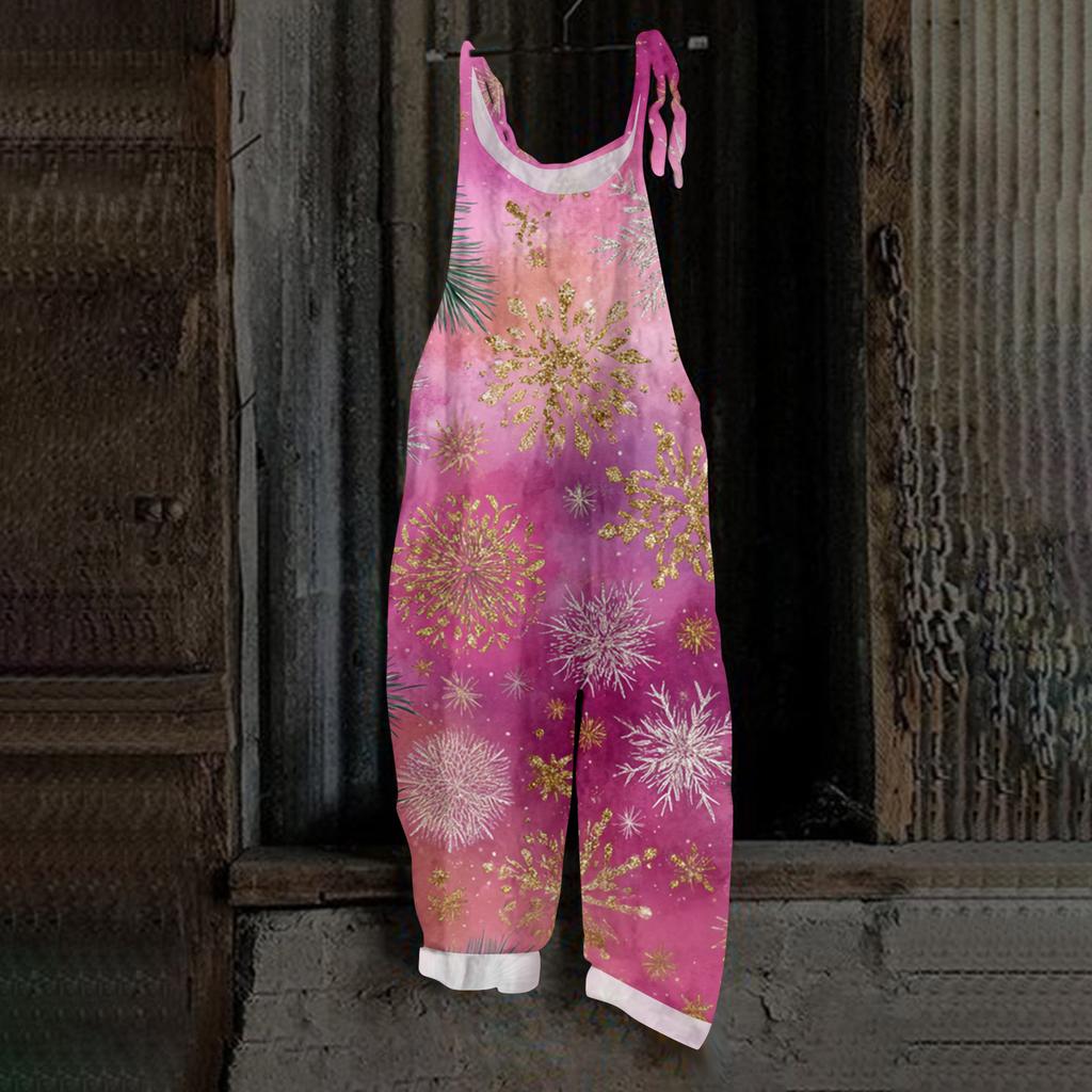 Women's Jumpsuit  Print Casual Loose Vintage Shoulder Strap Cotton Linen