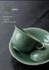 Guanlan Yue Celadon Ceramic Non-Scalding Gongfu Tea Bowl Set - Three-Piece Lid Bowl with Shadow Carving
