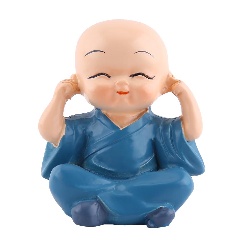 Baby Buddha Statuette, 4 Pieces, Little Monks Buddha Figurines, Cute Kungfu Monk, Car Interior Decoration, Resin Crafts, Wall Shelf,