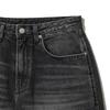 HISHANDER Washed Wide Denim Pants Black