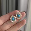 Light Luxury Design Sense Natural Turquoise Pearl Earrings For Women Exquisite Blue Earings Wedding New In Jewelry Gifts