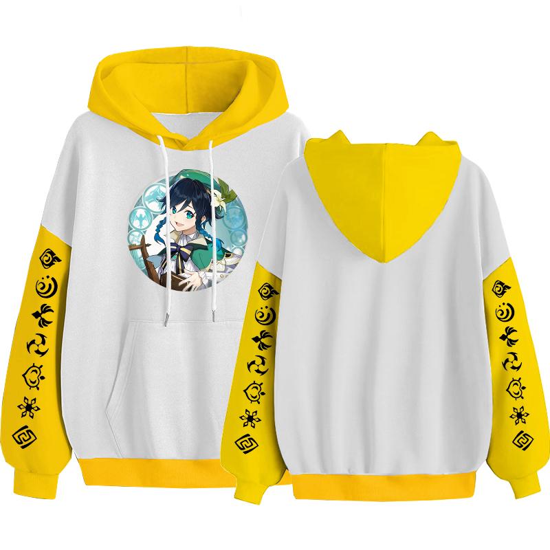 Game Genshin Impact унисекс Барбатос толстовки на молнии каваи с мультяшным принтом негабаритная уличная одежда для женщин и мужчин свободные теплые куртки на молнии пальто