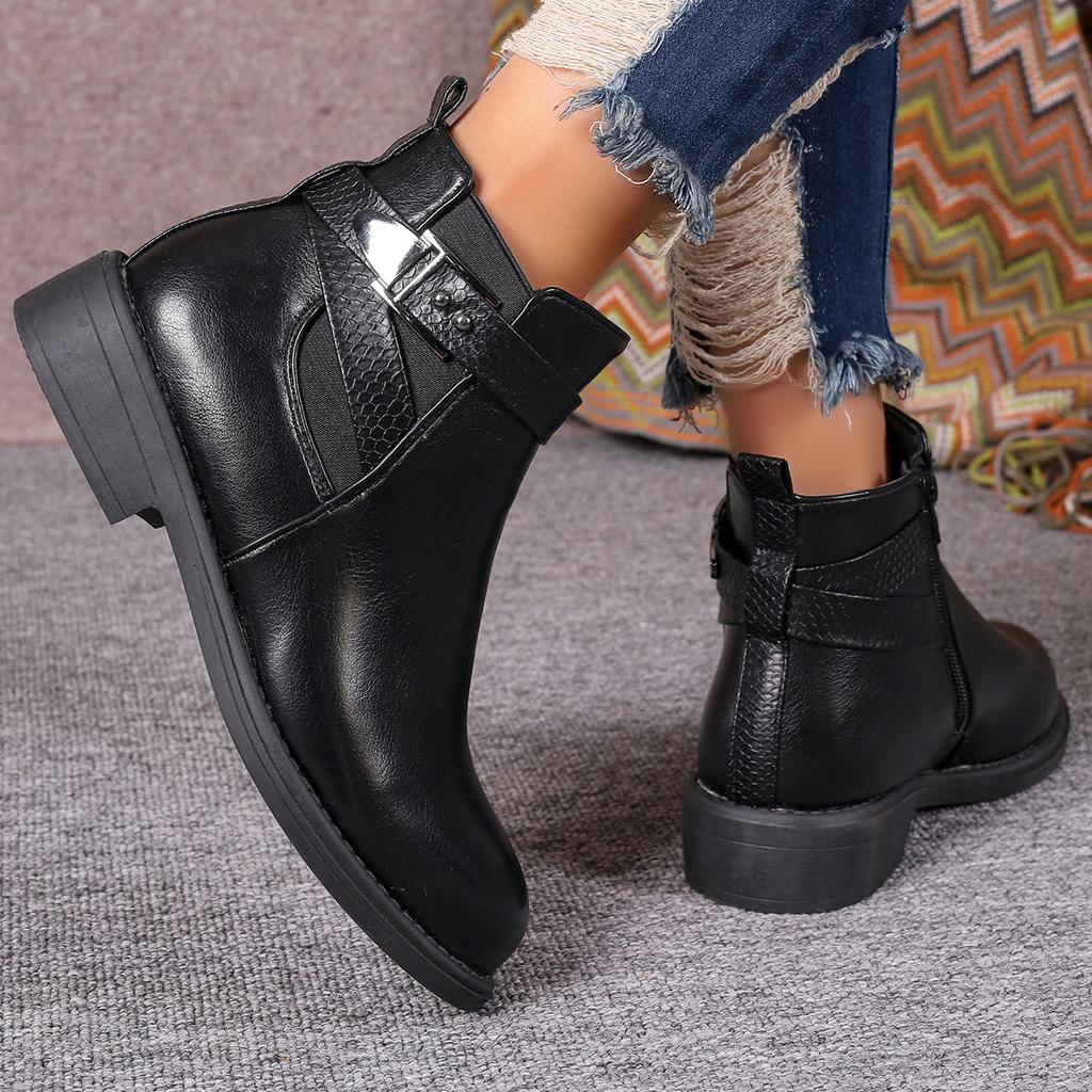 Women Boots Spring and Autumn Concise Zip Ankle Boots Women Square Heel Solid Warm Modern Boots Outdoor Fashion Shoes for Women