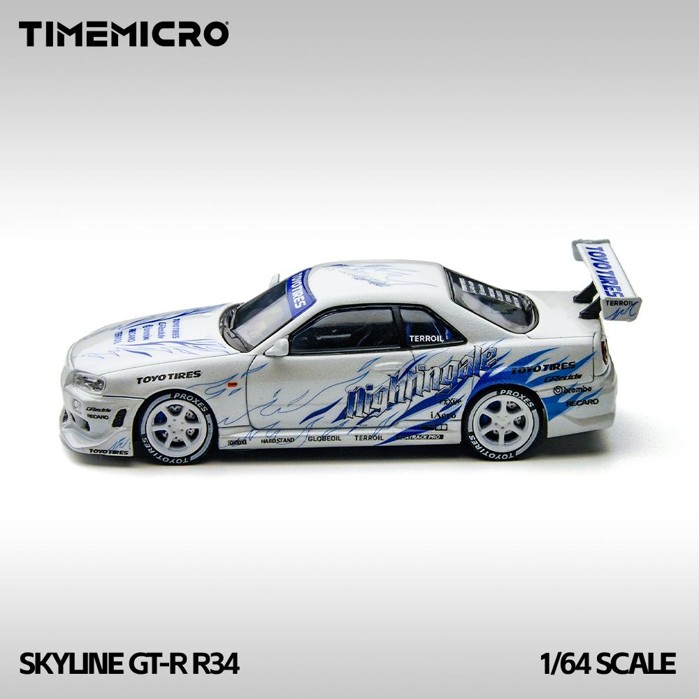 TimeMicro 1:64 Skyline GT-R R34 Drifting Blaze Alloy Model