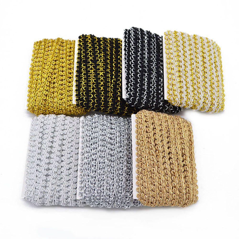 5m/lot Gold Silver Clothes Accessories Curve Wedding Ribbon Lace Trim Sewing Fabric