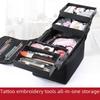 Большой многослойный профессиональный органайзер для макияжа и тату-инструментов