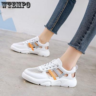 Маленькие белые туфли с дышащей сеткой, женские летние тонкие полые спортивные повседневные туфли, сандалии