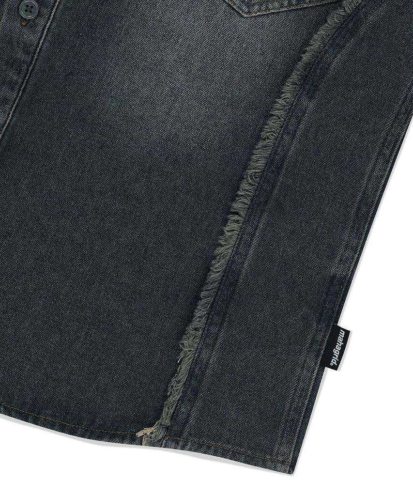 MAHAGRID Denim Half Shirt Blue(Mg2Fmmw345A)