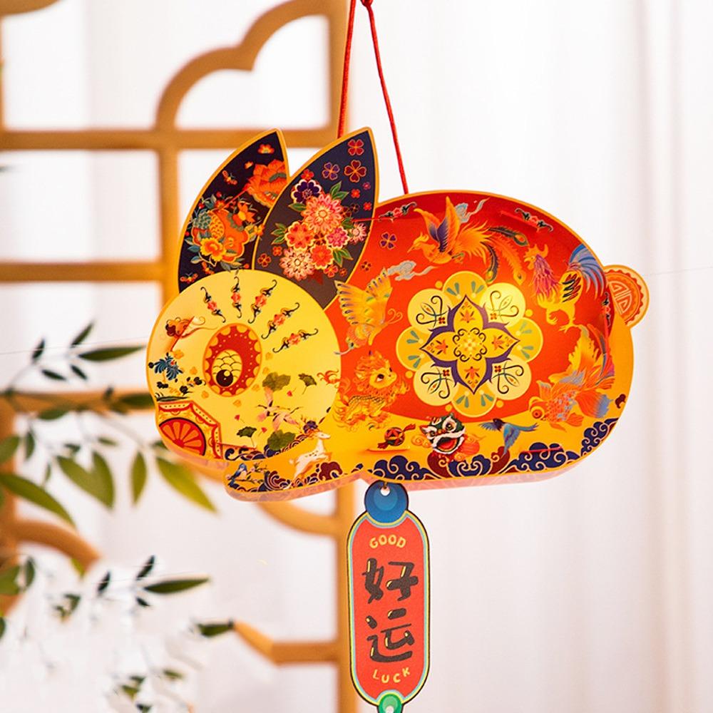 Cartoon Mid-Autumn Rabbit Lantern Handmade LED Lantern Toys Handheld Rabbit Lantern  School Project