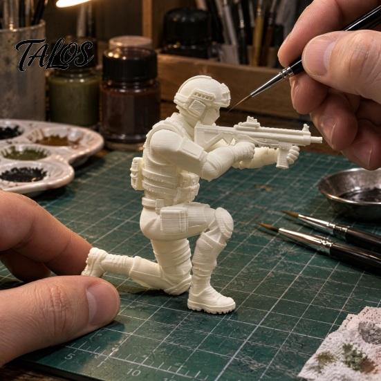 Фигурка солдата Сил специального назначения, 3D-печать, Тактическая модель в коленно-локтевой позе, Подарок для военного энтузиаста, Белая заготовка для покраски, Настольная фигурка