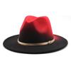Men And Women Spray Paint A Gradual Change Of Color Woolen Jazz Hat British Style Big Brim Top Hat
