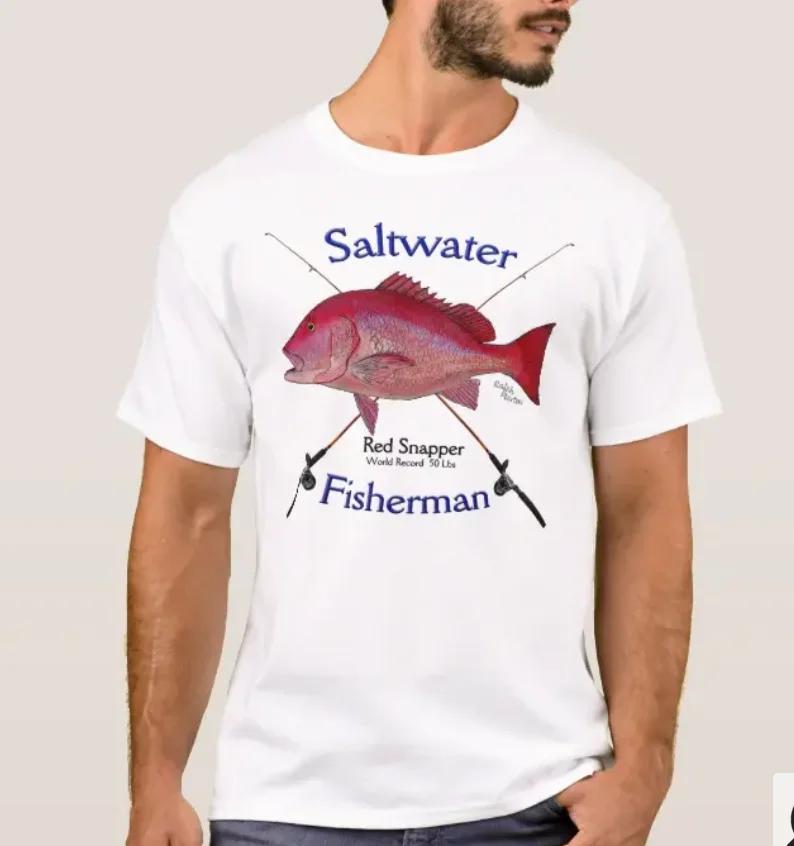 Red Snapper Saltwater Fishing Fisherman Angler Gift TShirt Summer Cotton Short Sleeve ONeck Mens T Shirt New S3XL