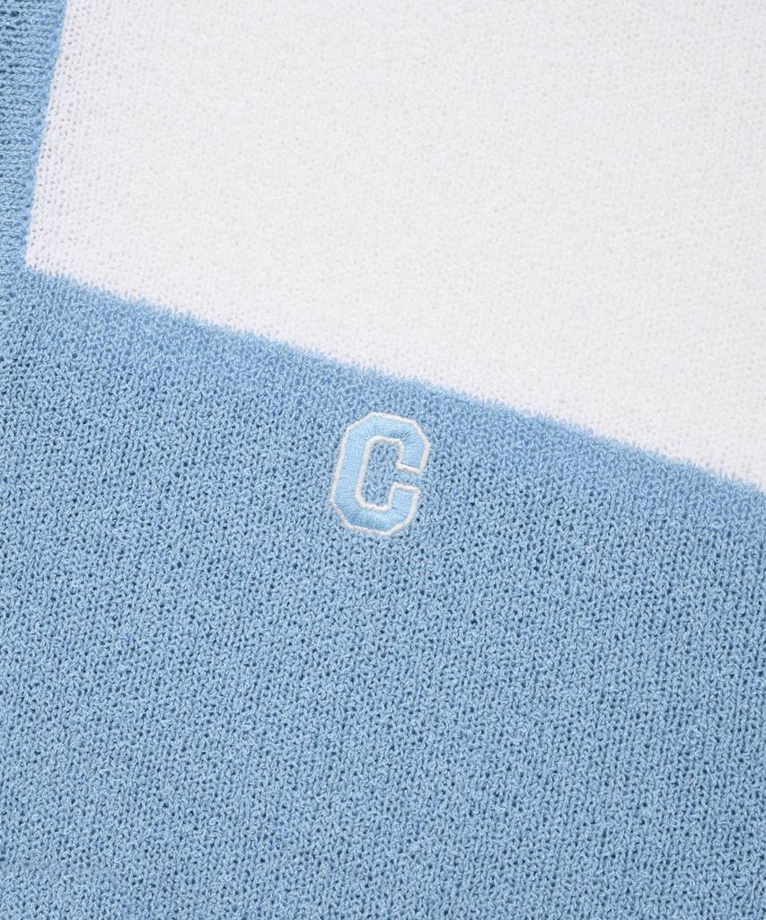 COVERNAT C Logo Rugby Collar Half Knit Blue