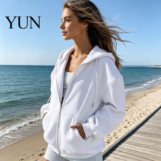 Drawstring Hooded Jacket Zip-Up Hoodies for Women, Loose Fit with Women Pocket, Long Sleeve Casual Coat Fall Winter Hoodie