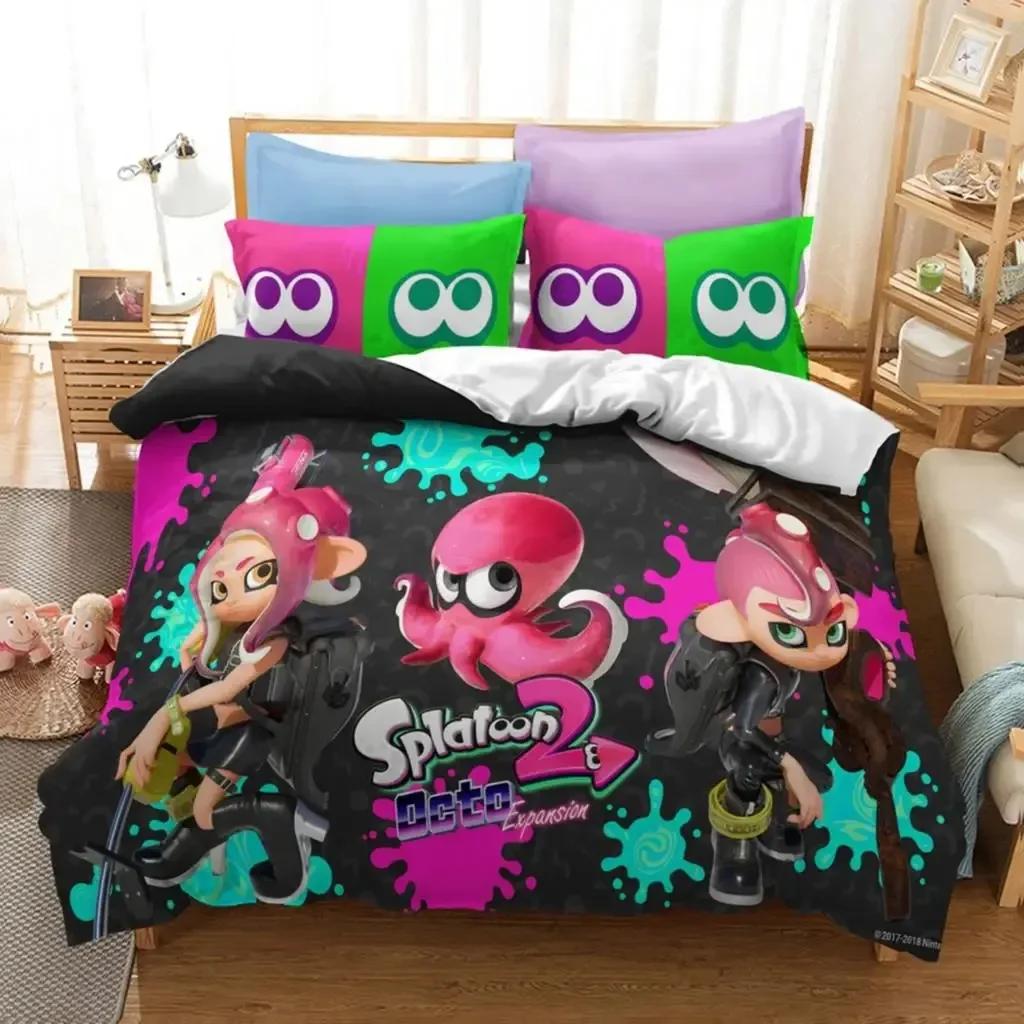 Популярный игровой набор постельного белья Splatoon 2 для мальчиков и девочек, размер Twin, Queen, пододеяльник, наволочка, постельное белье для мальчиков, взрослых, модный домашний текстиль