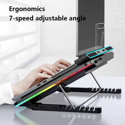 Охлаждающая подставка для ноутбука с 2 USB-портами, светодиодная подсветка, игровой кулер для ноутбука, RGB, портативный вентилятор, охлаждающая подставка для 15,6-17,3 дюймов