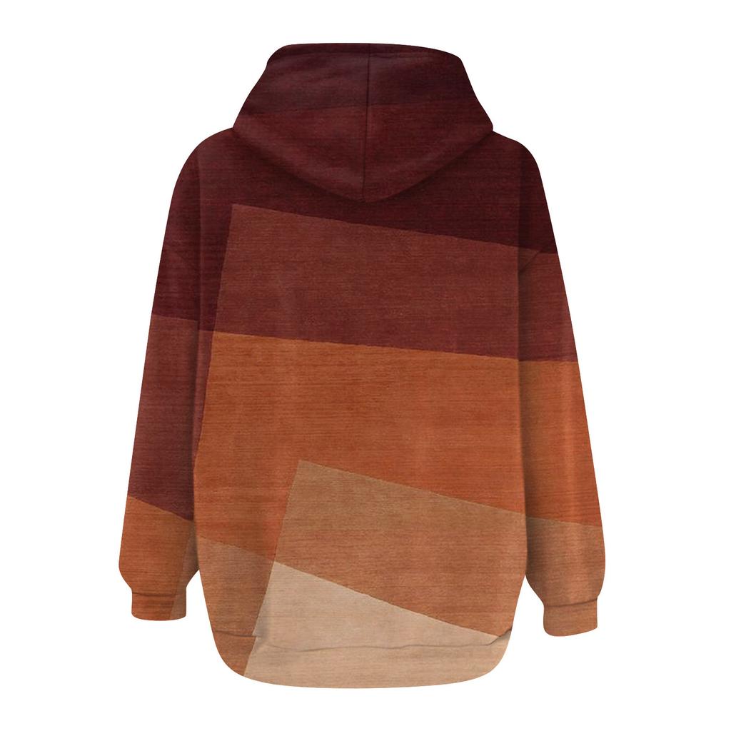 Women's Long Sleeve Print Sweatshirt Long Sleeve Pocket Jacket Zipper Hoodie Coat