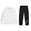 Letter Logo Printed Warm Fleece Loose Pullover Sweatshirt And Cuffed Knit Elastic Waist Long Pants Casual Sports Suit AWDRF44-3+AKLTD71-1