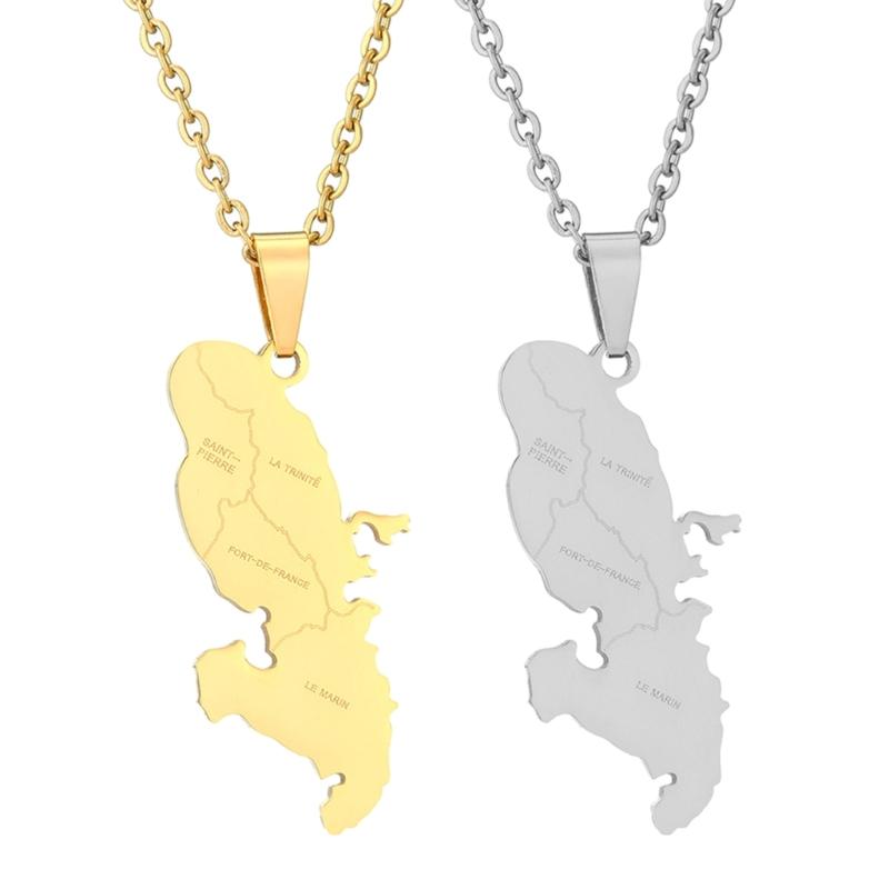 Нержавеющая сталь Карта Мартиники Кулон Ожерелье Женщины Мужчины Модные Украшения Серебряный/Золотой Цвет Патриотизм Страна Чокер