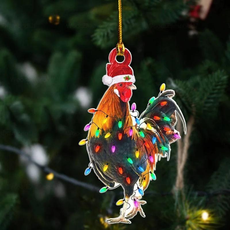 Рождественские украшения Акриловый кулон Петух Олень Фламинго Лев Праздничные украшения Рождественский подарок