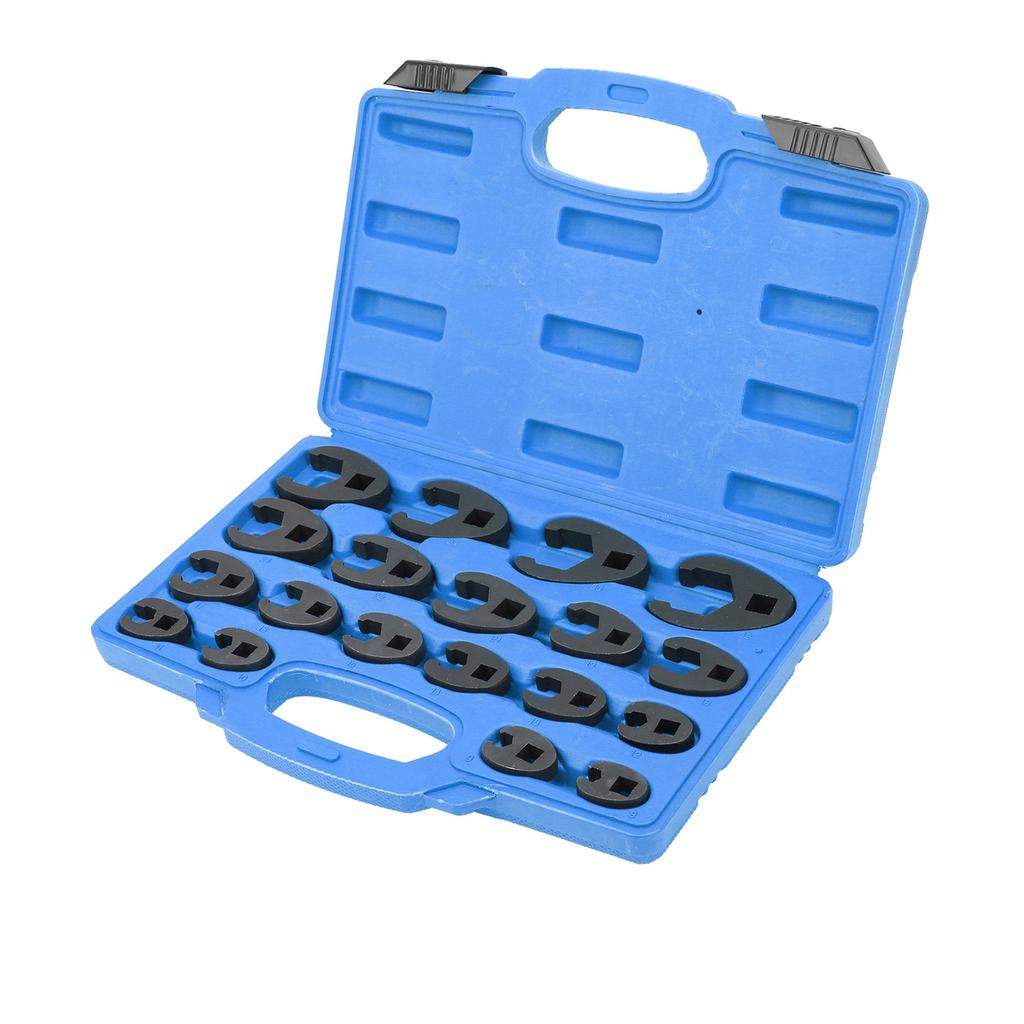 Crow's Foot Wrench Crowfoot Spanner Crow's Foot Wrench Metric Set 8‑32mm/0.3‑1.3in Cr‑Mo Steel with Toolbox Handtool