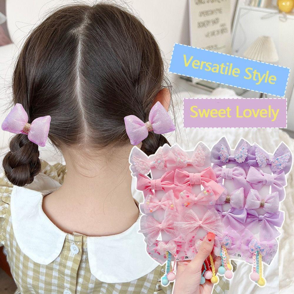 10pcs Mesh Bow Side Barrettes Princess Lace Headwear Beautiful Hair Clip  for Girls