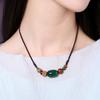 GEMCHIC Женское Винтажное Этническое Ожерелье из Семени Бодхи и Агата, Короткая Цепочка на Ключицы, Дзен-Украшение